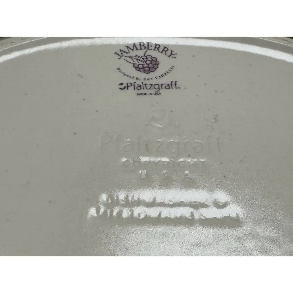 Pfaltzgraff Jamberry Cream Grapes Berries AOP 12in Oval Serving Platter